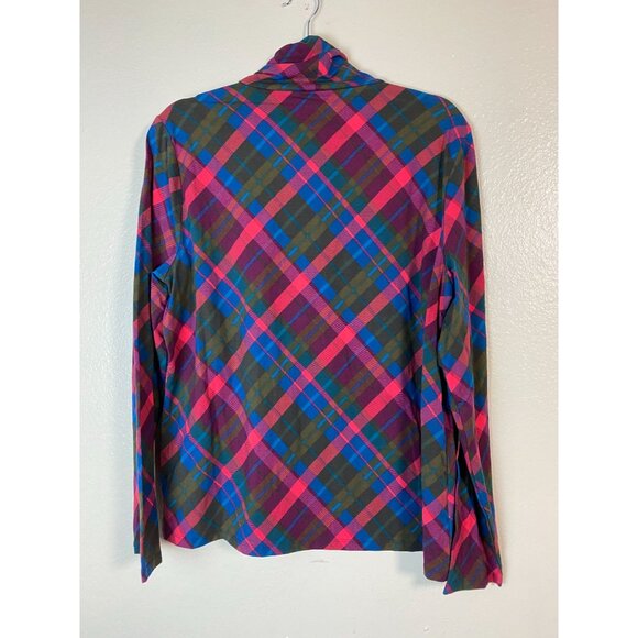 Talbots Womens Plaid Long Sleeve Turtleneck Tee Top Size XL Holiday CJ. Jill Flo - Picture 11 of 13